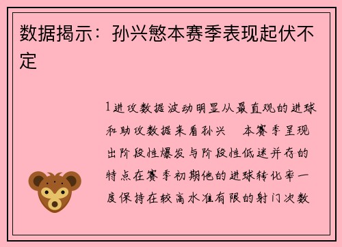 数据揭示：孙兴慜本赛季表现起伏不定
